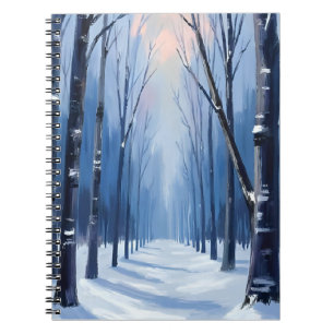 Pine Forest Winter Woodland Watercolor Painting Notebook
