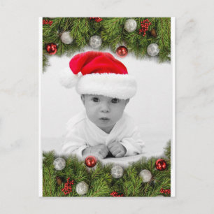Pine Garland Photo Christmas Ornaments Holiday Postcard