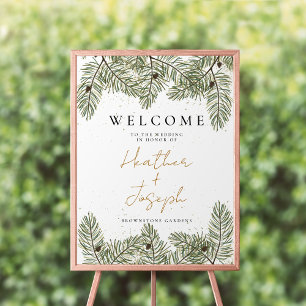 Pine & Gold Christmas Foliage Festive Wedding Poster