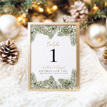 Pine & Gold Christmas Foliage Wedding  Table Number<br><div class="desc">Discover the magic of the season with our Winter Pine & Gold Flecks Festive Christmas Wedding Invitations and Decor collection. Bring the enchantment of a winter wonderland to your special day with these elegant designs adorned with glistening gold flecks and the timeless beauty of pine. Set the stage for a...</div>
