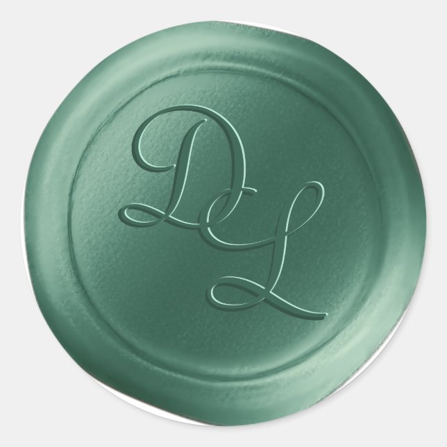 Pine Green 2 Letter Monogram Wax Seal Stickers (Front)