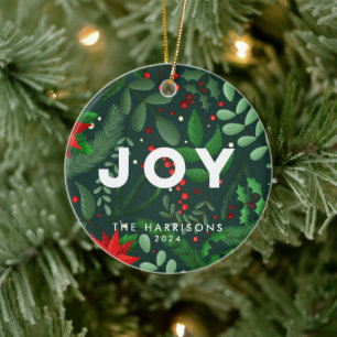 Pine Green Christmas Botanical Joy Ornament