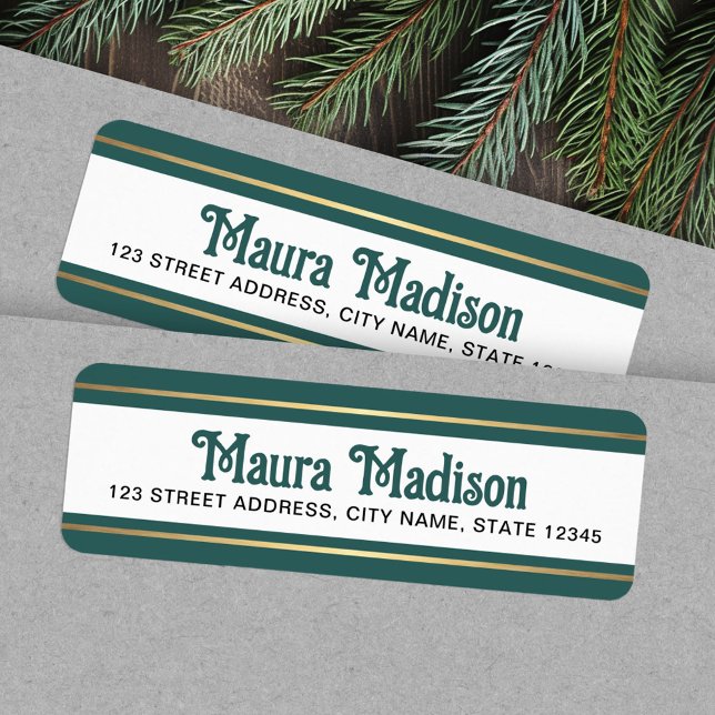 Pine green Christmas holiday return address (Pine green Christmas holiday return address Label)