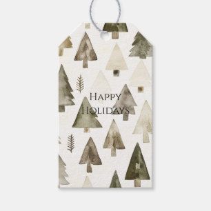 Pine Green Cream Christmas Trees Gift Tags