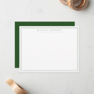 Pine Green Double Thin Border Correspondence Card