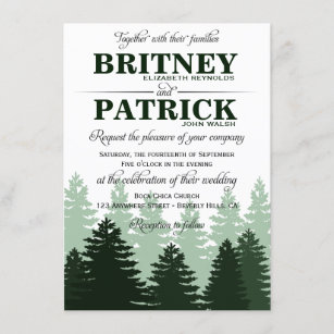 Pine Green Enchanted Forest Wedding Invitations