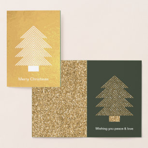 Pine Green Gold Glitzy Glitter Christmas Foil Card