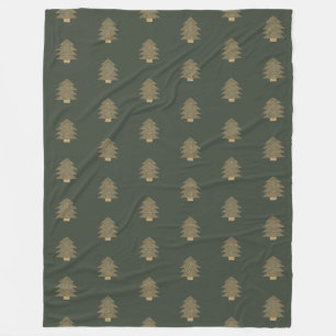 Pine Green Gold Glitzy Glitter Christmas Trees   Fleece Blanket