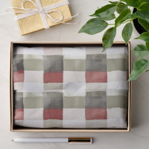 Pine Green Ivory Red Stripes Christmas Tissue Paper
