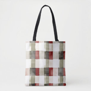 Pine Green Ivory Red Stripes Christmas Tote Bag