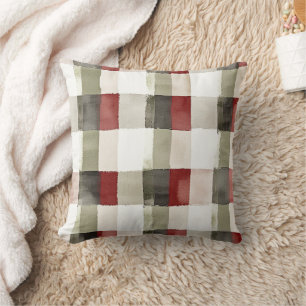 Pine Green Ivory Red Stripes Cushion