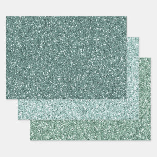 Pine Green Mint Glitter    Wrapping Paper Sheet