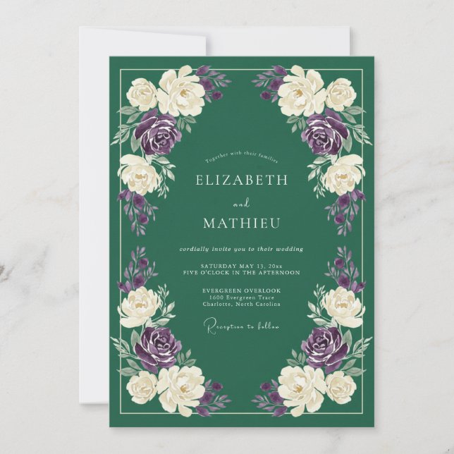 Pine Green Prestigious Winter Wedding Invitation (Front)
