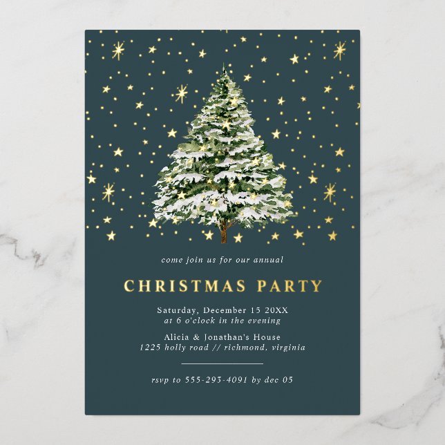 Pine Green Teal | Festive Christmas Party Gold (Front)