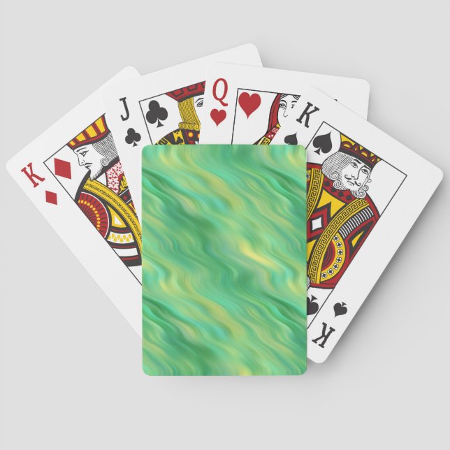 Pine Green Wavy Texture Playing Cards (Back)
