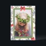 Pine Greenery Watercolor Photo Gold Frame Holiday Card<br><div class="desc">Pretty watercolor pine and mixed greens for the holiday season.  Add your favourite photo to the front and create your own holiday sentiment on the reverse side with your name added at the end.  Just a lovely presentation for your family and friends.</div>