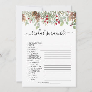 Pine Greenery Word Scramble Bridal Shower Game Invitation