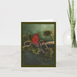 Pine Grosbeak New Year Holiday Card