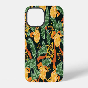 Pine leaves, stars: festive pattern iPhone 12 case