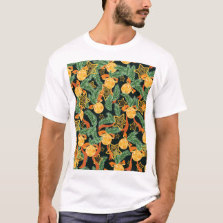 Pine leaves, stars: festive pattern T-Shirt