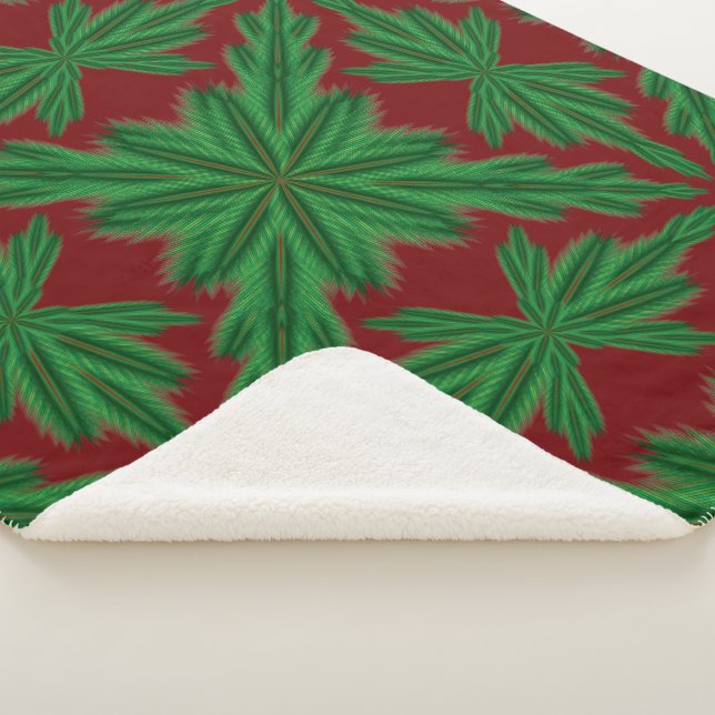 Pine Mandala Garnet Sherpa Blanket (3 Sizes) (3/4)