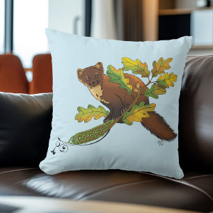 Pine Marten Autumn Leaves Cushion