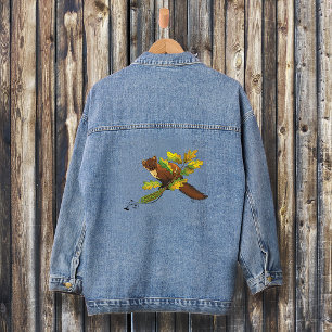 Pine Marten Autumn Leaves Denim Jacket