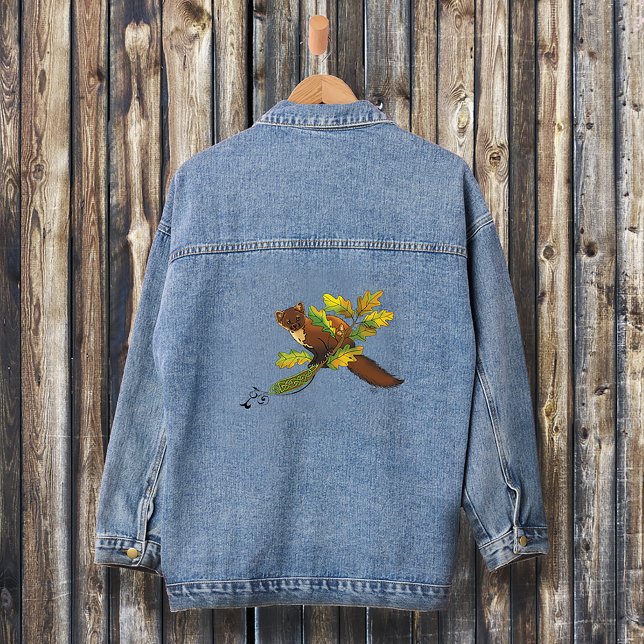 Pine Marten Autumn Leaves Denim Jacket (Creator Uploaded)