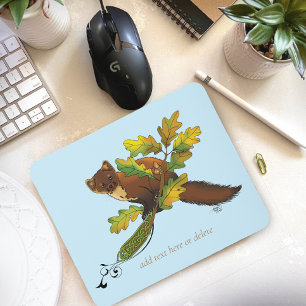 Pine Marten Autumn Leaves Mouse Mat