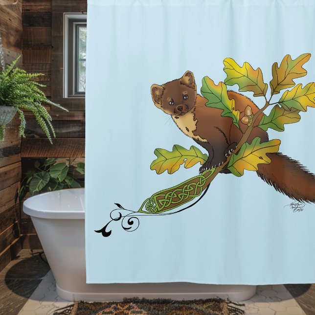 Pine Marten Autumn Leaves Shower Curtain (Creator Uploaded)