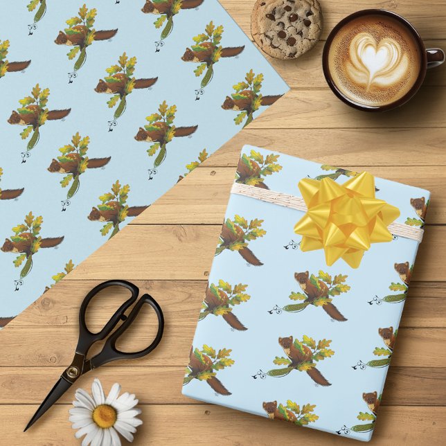 Pine Marten Autumn Leaves Wrapping Paper (Creator Uploaded)