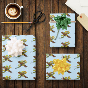 Pine Marten Autumn Leaves Wrapping Paper Sheet