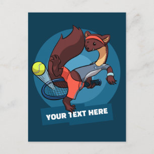Pine Marten Custom Text Tennis Trick Shot Cartoon Postcard