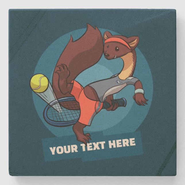 Pine Marten Custom Text Tennis Trick Shot Design Stone Coaster (Front)