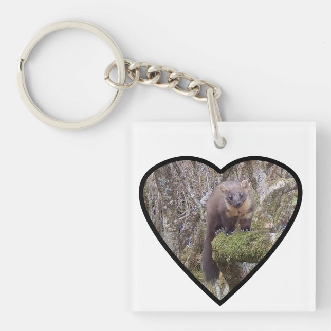 Pine Marten Forest Creature Portrait Unique  Key Ring (Front)