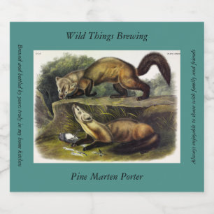 Pine Marten (Mustela Martes) American Marten Beer Bottle Label
