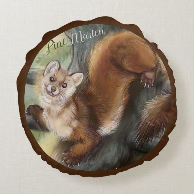 Pine Marten Round Cushion (Back)