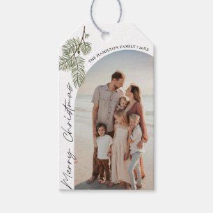 Pine Merry Christmas Minimalist Family 2024 photo Gift Tags