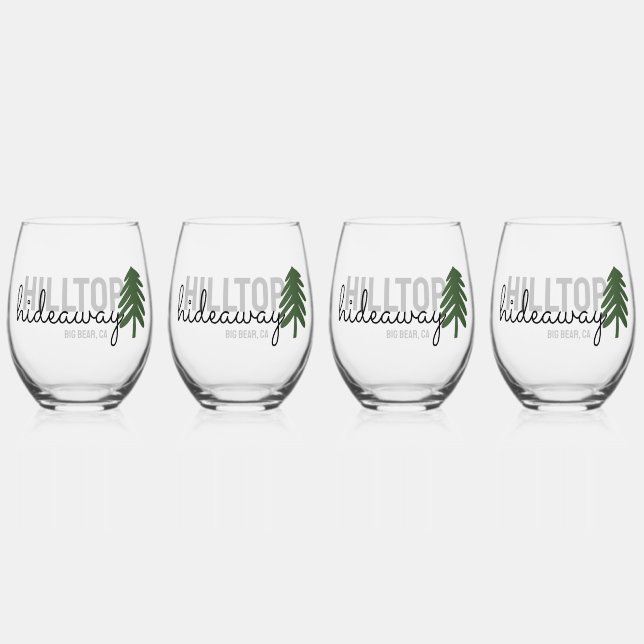 Pine Mountain Cabin Vacation Rental -  Stemless Wine Glass (Front)