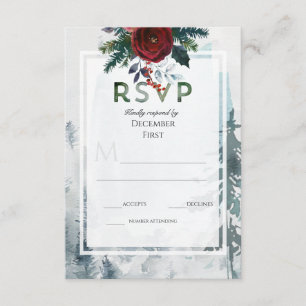 Pine Mountain Roses Winter Wedding RSVP Enclosure Card