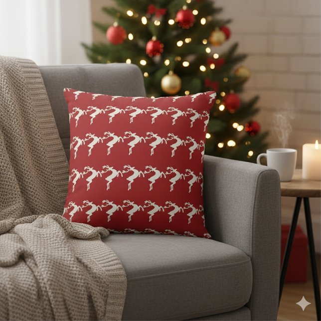 Pine Needle Lane - Rustic Gallop Red Cream Cushion (Creator Uploaded)