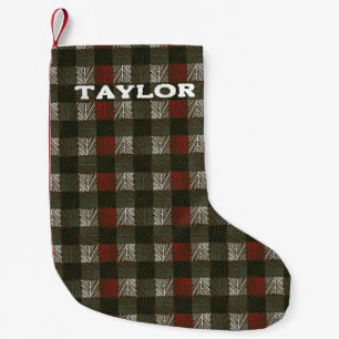 Pine Needle Plaid Small Christmas Stocking