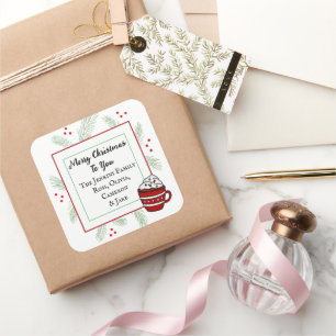 Pine Needles and Hot Cocoa Merry Christmas To You Square Sticker