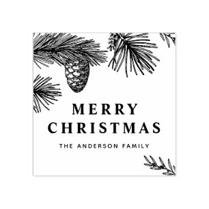Pine Needles and Pine Cones Botanical Holiday Rubber Stamp