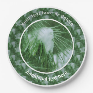 Pine Needles In Snow And Ice Personalized Party  Paper Plate
