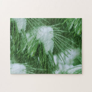 Pine Needles In Snow And Ice Winter Jigsaw Puzzle