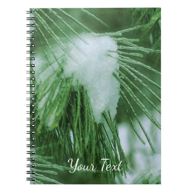 Pine Needles In Snow And Ice Winter   Notebook (Front)