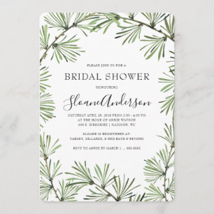 Pine Needles Modern Bridal Shower Invitation