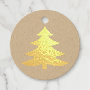 Pine or Christmas Tree in Golden or Silver Foil Favour Tags