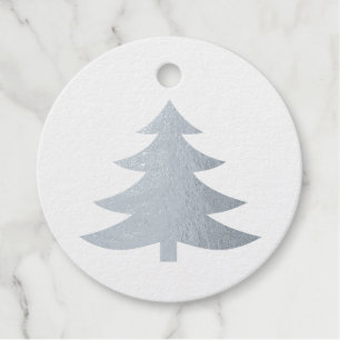 Pine or Christmas Tree in Silver or Golden Foil Favour Tags